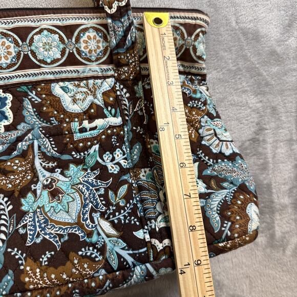 Vera Bradley Java Blue Tote Bag Turquoise Brown Quilted Cotton Boho USA - Picture 4 of 9